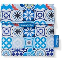 Rolleat - SnacknGo Patchwork | Bolsa Merienda Porta Sandwich Reutilizable y Ecológico sin BPA- Azul
